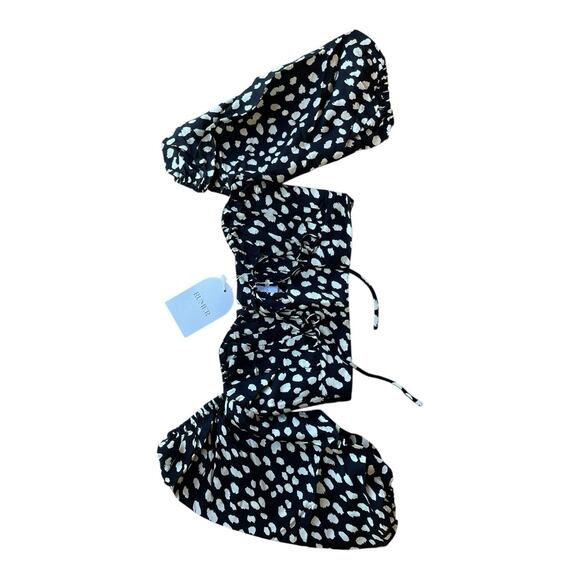 NWT Rumer The Label x Revolve Black Catalina Crop Top Blouse Puff Sleeve Size XS - Picture 2 of 7